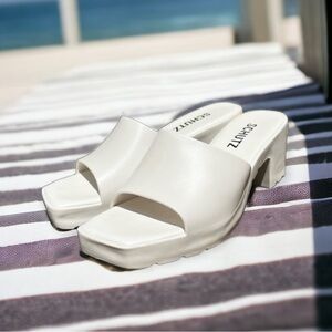 🌻SCHUTZ White Mizzy Platform Jelly Block Heel Sandals US Size 6